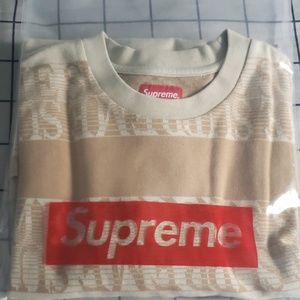 Large supreme text stripe jacquard t shirt
